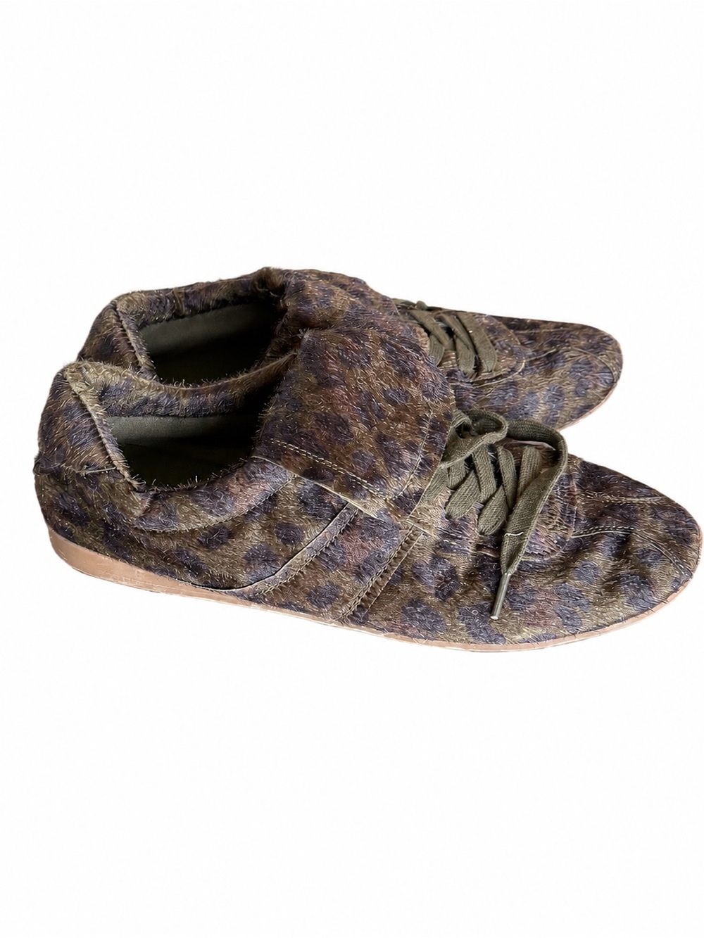 Vegan Faux Calf Hair Leopard Print Sneakers Size 9